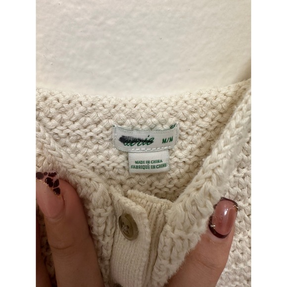 Aerie Crochet Mini Dress Button Front Sleeveless Cream Medium Festival - Picture 6 of 11